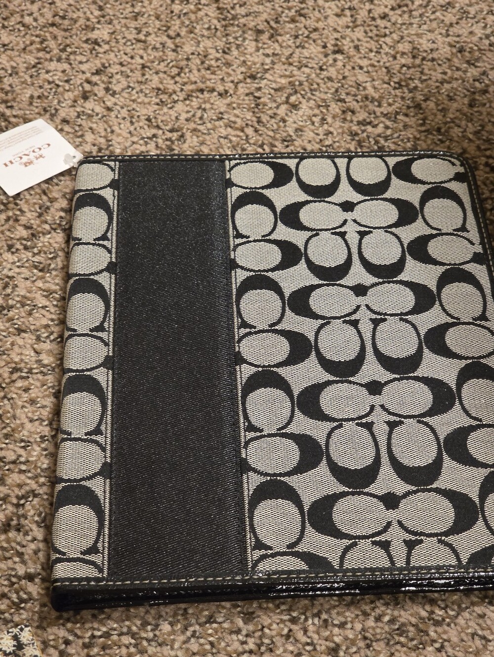 Coach Signature Canvas Tablet Sleeve in Black and Gray